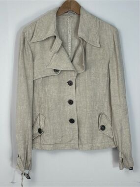 Bandolera 100% Linen Light Beige Jacket Size UK 16 EU 42 US12